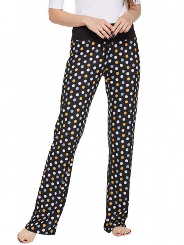 Bottoms Women's Casual Lounge Pants - Black Spots - CE18Z5YARXY $32.36
