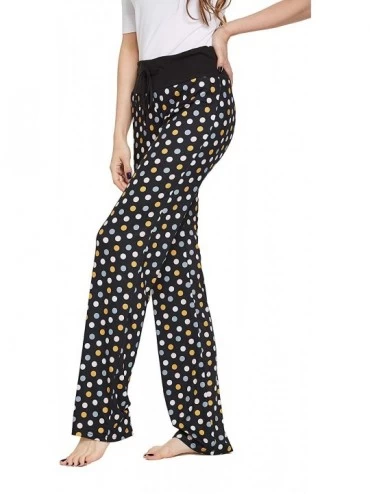 Bottoms Women's Casual Lounge Pants - Black Spots - CE18Z5YARXY $12.59