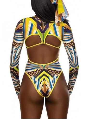 Thermal Underwear Women Tribal Print Bikini African Beachwear Push-Up Padded Swimsuit - Gold - CM194RCLO2G $13.63