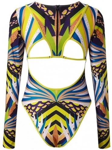 Thermal Underwear Women Tribal Print Bikini African Beachwear Push-Up Padded Swimsuit - Gold - CM194RCLO2G $13.63