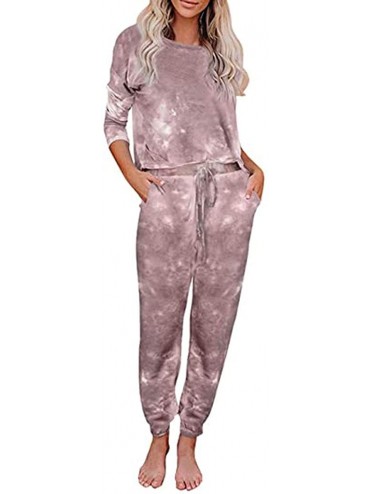 Sets Outfits for Women 2 Piece Sets-Casual Sweatsuit Long Sleeve Shirts and Lounge Jogger Pants Tie Dye Printed Pajamas Sets ...