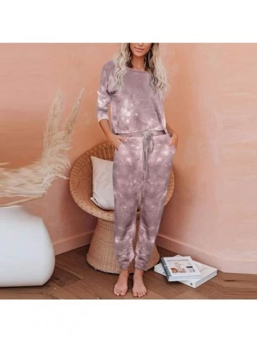 Sets Outfits for Women 2 Piece Sets-Casual Sweatsuit Long Sleeve Shirts and Lounge Jogger Pants Tie Dye Printed Pajamas Sets ...
