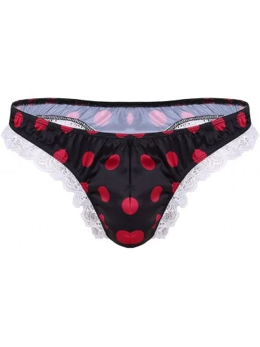 Briefs Men's Sissy Bikini Briefs Panties Underwear Bulge Pouch Polka Dots Thongs Jockstraps - Black&red - CF19DA4MZHT $28.51