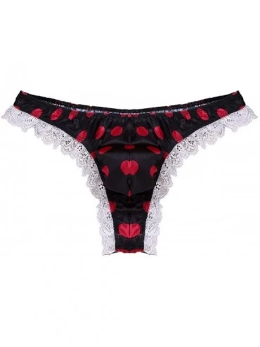 Briefs Men's Sissy Bikini Briefs Panties Underwear Bulge Pouch Polka Dots Thongs Jockstraps - Black&red - CF19DA4MZHT $17.86