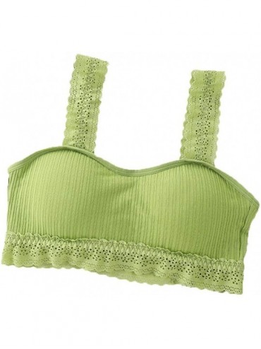 Camisoles & Tanks Women Sexy Bra Solid Vest Lace Camisole Breathable Push Up Top Underwear - Green - C1197QMQGO8 $26.89