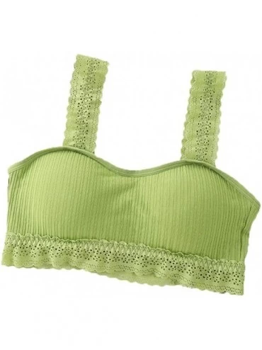 Camisoles & Tanks Women Sexy Bra Solid Vest Lace Camisole Breathable Push Up Top Underwear - Green - C1197QMQGO8 $23.37