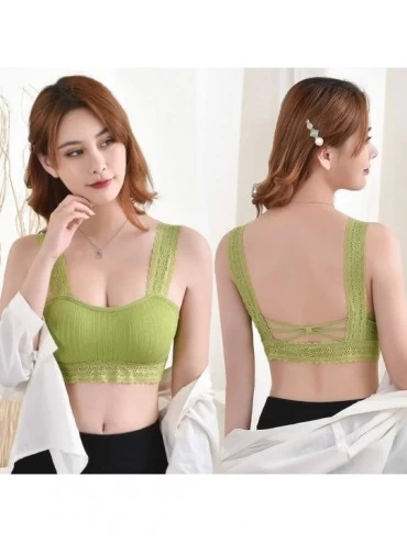 Camisoles & Tanks Women Sexy Bra Solid Vest Lace Camisole Breathable Push Up Top Underwear - Green - C1197QMQGO8 $15.36