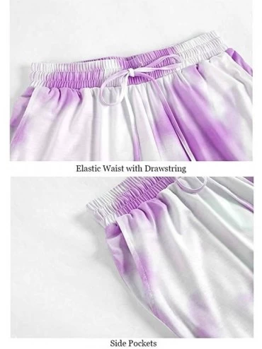 Sets Womens Tie Dye Printed Long Sleeve Pajamas Set Long Tops and Pants 2 Piece Joggers Nightwear - Purple - CZ1983WNGQN $22.34