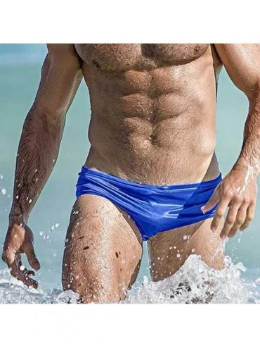 Boxers Fashion Trunks Men Breathable Beach Solid Color Running Swimming Underwear Pants - Blue - C418QIR98N8 $21.64