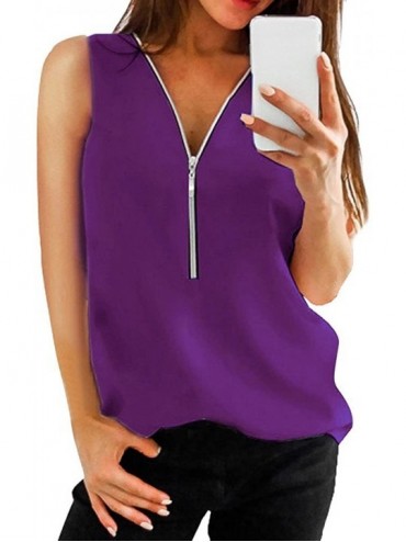 Nightgowns & Sleepshirts Women Blouse Womens Blouses Fall Tops T-Shirt Roll Up Flowy Shirt - Purple - CO1962037XQ $20.02