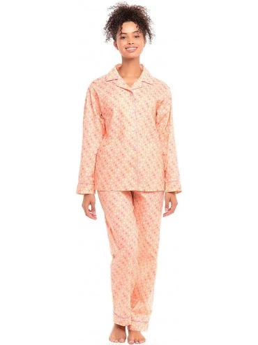 Sets Women's Lightweight Button Down Pajama Set- Long Cotton Pjs - Pink and White Polka Dot With Pink Piping - C612LV2D397 $5...