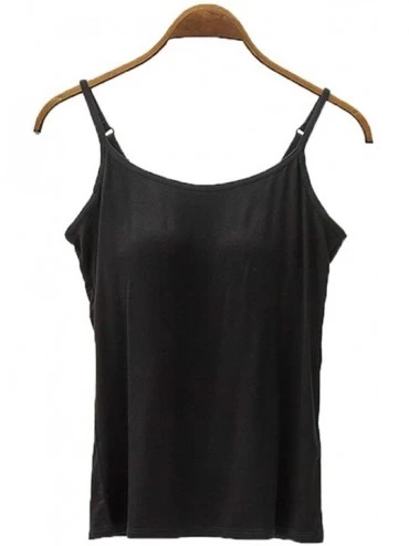 Tops Women's Modal Built-in Bra Padded Active Camisole Short Sleeves Pajama Casual Tops T-Shirt - 111 Black - CS18QT434OG $32.34