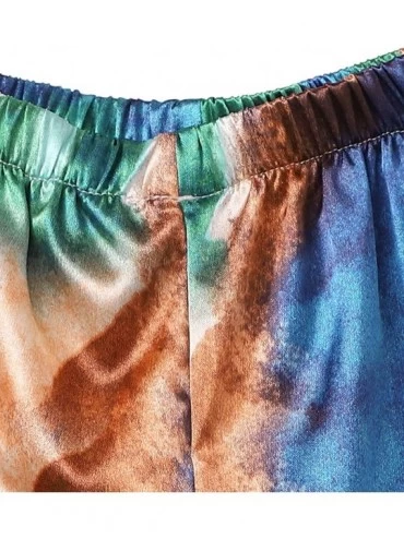 Sets Women's Tie Dye Short Sleeve Sleepwear Button Down Satin 2 Piece Pajama Set - Multicolor - CT190TWEZQG $19.62