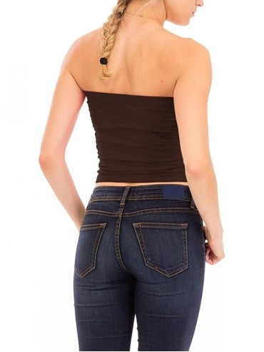 Shapewear Women's Strapless Basic Solid Tube Top Crops - Oagt13_americano - CP18OQ536ZG $29.04