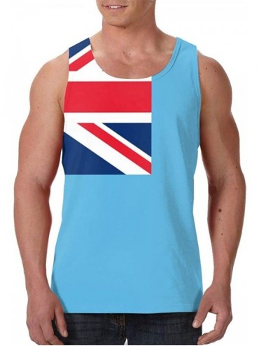 Undershirts Men's Soft Tank Tops Novelty 3D Printed Gym Workout Athletic Undershirt - Flag of the Fiji Islands Blue - C919DWC...