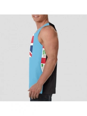 Undershirts Men's Soft Tank Tops Novelty 3D Printed Gym Workout Athletic Undershirt - Flag of the Fiji Islands Blue - C919DWC...