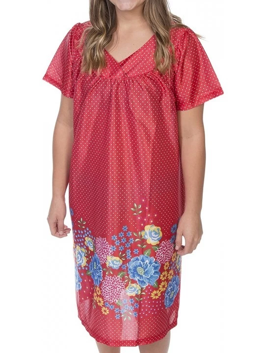 Nightgowns & Sleepshirts Women's Knee Length Lounger - Red - C518IA7I9GO $16.92