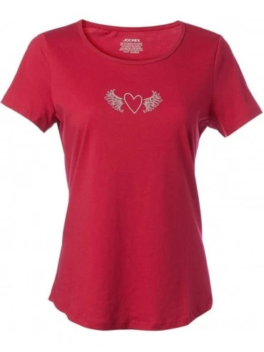 Tops Women's Short Sleeve Top with Heart Screenprint - Berry Bliss - C912I8QEV0J $27.30