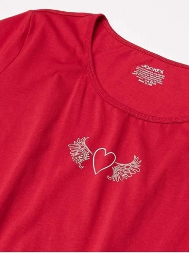 Tops Women's Short Sleeve Top with Heart Screenprint - Berry Bliss - C912I8QEV0J $14.76