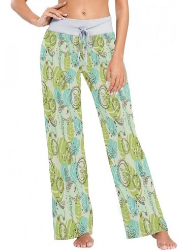 Bottoms Women Pajama Pants Little Elephants Comfy Stretch Drawstring Long Wide Leg Lounge Pants - Multicolor - C019CK60X24 $4...