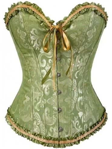 Bustiers & Corsets Corsets for Women Costume Lingerie Bustier Top Satin Floral Lace up Trim Plus Size - Green 819 - CF17WX02O...