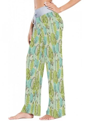Bottoms Women Pajama Pants Little Elephants Comfy Stretch Drawstring Long Wide Leg Lounge Pants - Multicolor - C019CK60X24 $2...