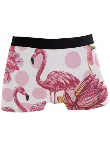 Briefs Valentine's Day Funny Moose Men's Underwear Boxer Briefs Breathable- Multi - Flamingos Flowers - CZ18OR02Q2R $32.96