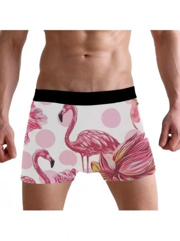 Briefs Valentine's Day Funny Moose Men's Underwear Boxer Briefs Breathable- Multi - Flamingos Flowers - CZ18OR02Q2R $20.93