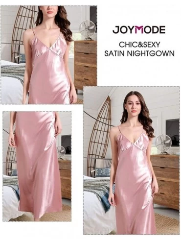 Baby Dolls & Chemises Womens Satin Nightgown Sleepwear Silk Pajama Lingerie Spaghetti Strap Nightdress Long Slip Loungewear S...