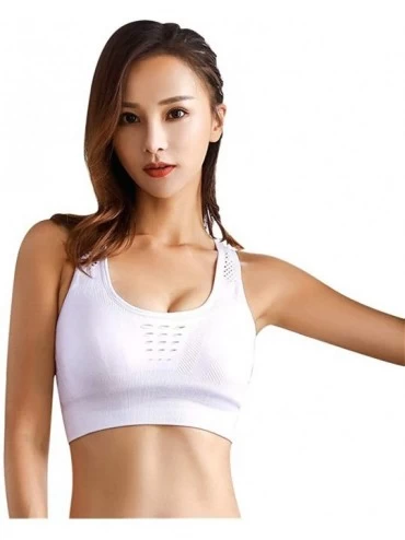 Bras Padded Sports Bras for Women High Impact Support for Yoga Gym Workout Fitness Activewear - White - CI193MUNO37 $17.30