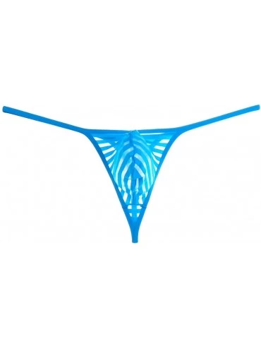 G-Strings & Thongs Men's Stripe Micro Thong Gay Men Pouch T-Back G-String Jockstrap Underwear - Blue - CZ12N1DI8IS $10.58