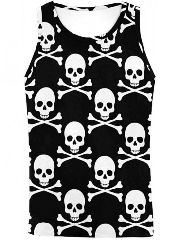 Undershirts Men's Muscle Gym Workout Training Sleeveless Tank Top Skulls and Roses - Multi8 - CO19DLNW5IU $56.87