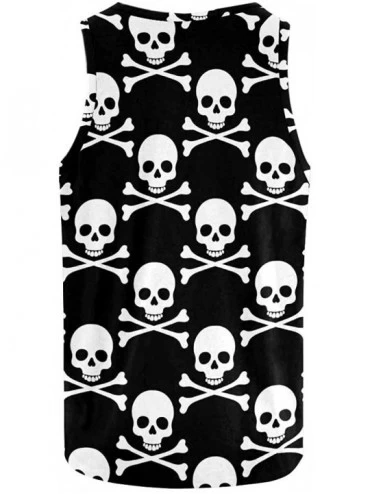 Undershirts Men's Muscle Gym Workout Training Sleeveless Tank Top Skulls and Roses - Multi8 - CO19DLNW5IU $27.74