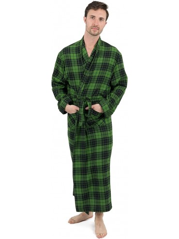 Robes Mens Flannel Robe Christmas Robe (Size Small-XXX-Large) - Green/Black - CZ18IGINAS4 $72.05