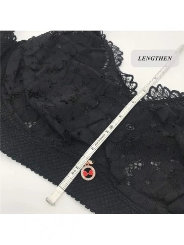 Bras Women's Plus Size Full Coverage Bra Wirefree Sheer Floral Lace Unlined Bra - Black - CU18WER0T3X $19.74