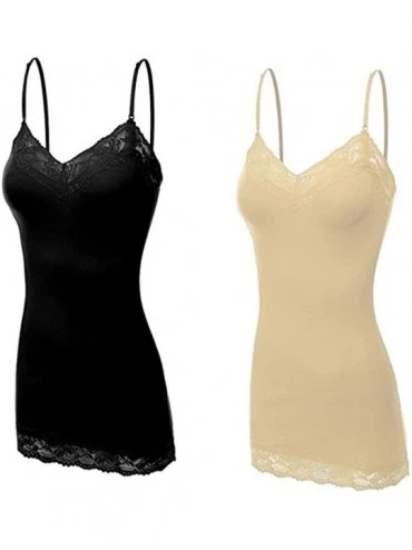 Camisoles & Tanks Women's Lace Neck Camisole Top 2-Pack - Black/New Taupe - C317YK2QGHT $31.93