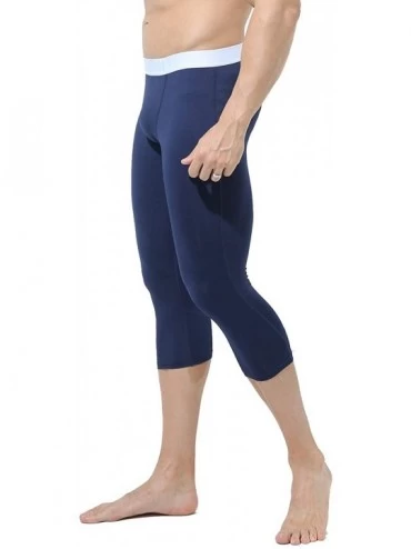 Thermal Underwear Men's Soft Pouch Capri-Pants High Elasticity Low Rise Warm Pants Underwear - Blue - C5192Z547WS $17.22