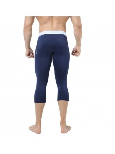 Thermal Underwear Men's Soft Pouch Capri-Pants High Elasticity Low Rise Warm Pants Underwear - Blue - C5192Z547WS $17.22