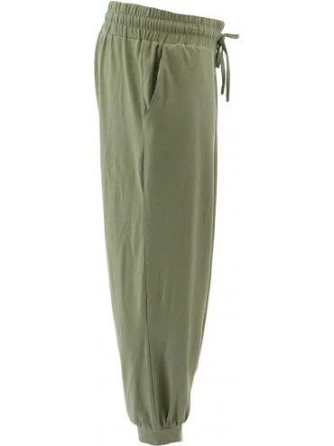 Bottoms Loungewear Petite Knit Jogger Pants A286476 - Dusty Green - C318CZTOR4Z $20.02