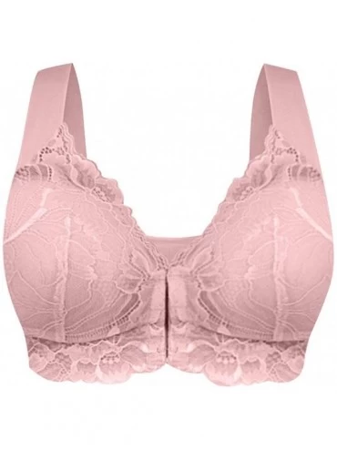 Accessories Front Cross Breathable Silk Bra Solid Color Curved Gathered Bra - I1-pink - CG193N06YCE $27.30