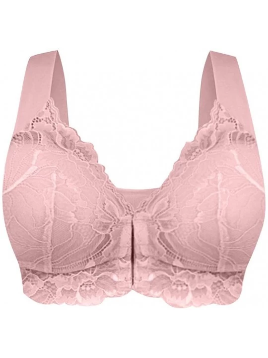 Accessories Front Cross Breathable Silk Bra Solid Color Curved Gathered Bra - I1-pink - CG193N06YCE $17.73