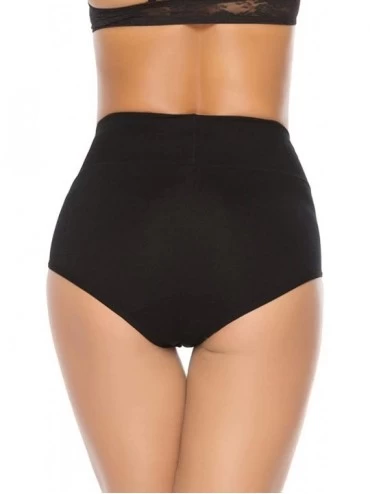 Panties Women's High Waist Cotton Underwear Soft Brief Panties Regular and Plus Size - Black- 5-pack - CP18S2L6L4X $26.43