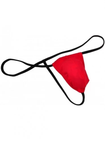 G-Strings & Thongs Men's Pouch T-Back Thicken Spandex G-String Gay Underwear Body Thong Nightwear - Red - CN12N1LMT8S $17.34