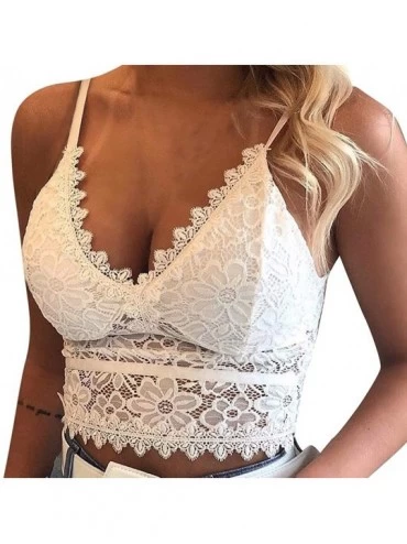 Bras Women Floral Lace Bralette Padded Breathable Sexy Racerback Lace Bra - White - CG195R9DLX3 $23.43
