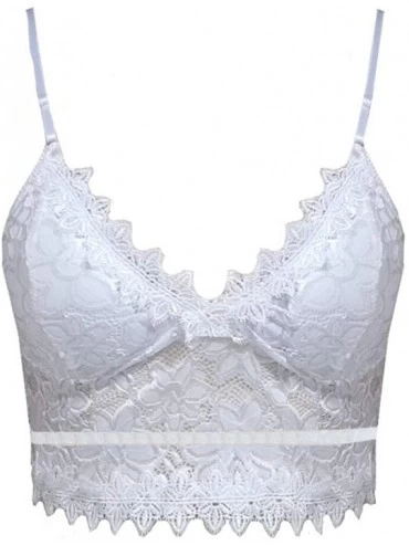 Bras Women Floral Lace Bralette Padded Breathable Sexy Racerback Lace Bra - White - CG195R9DLX3 $14.49