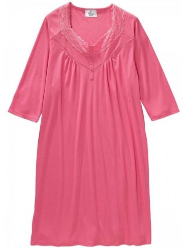 Nightgowns & Sleepshirts Womens Open Back Knit Nightgown with Diamond Neck and Soft - Pink - C518ZZMLRD6 $80.85