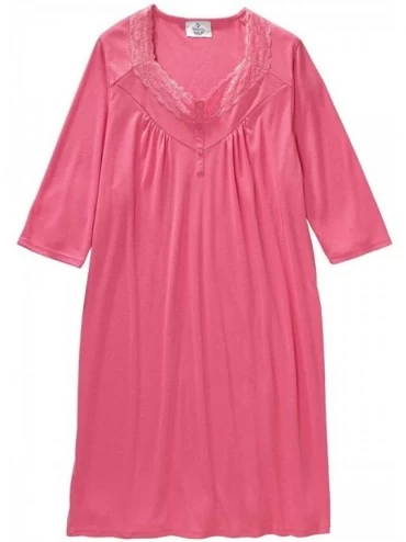 Nightgowns & Sleepshirts Womens Open Back Knit Nightgown with Diamond Neck and Soft - Pink - C518ZZMLRD6 $67.07