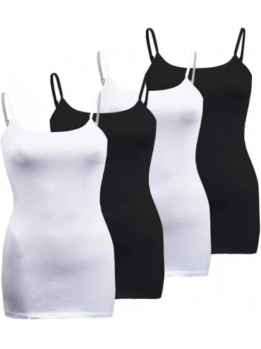 Camisoles & Tanks Womens Plus Size Classic Basic Solid Cami with Adjustable Spaghetti Straps Tank Top 4Pack 1XL~3XL - White/B...