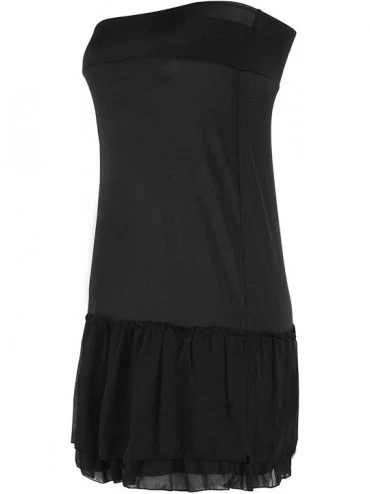 Slips Womens Underskirt Dress Extender Half Slips Skirt with Chiffon Lace Ruffle Trim - Black Chiffon - CC18ZD8MXA9 $21.49