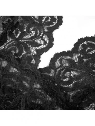 Baby Dolls & Chemises Womens Plus-Size Halter One Piece Teddy Lace Babydoll Lingerie - Black - C012E9H5WQ3 $15.97